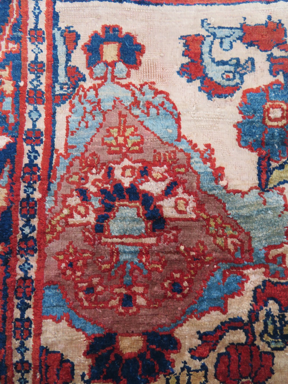 DISTRESSED ANTIQUE SILK TABRIZ PRAYER RUG. THIRD QUARTER 19TH CENTURY. View XVIII