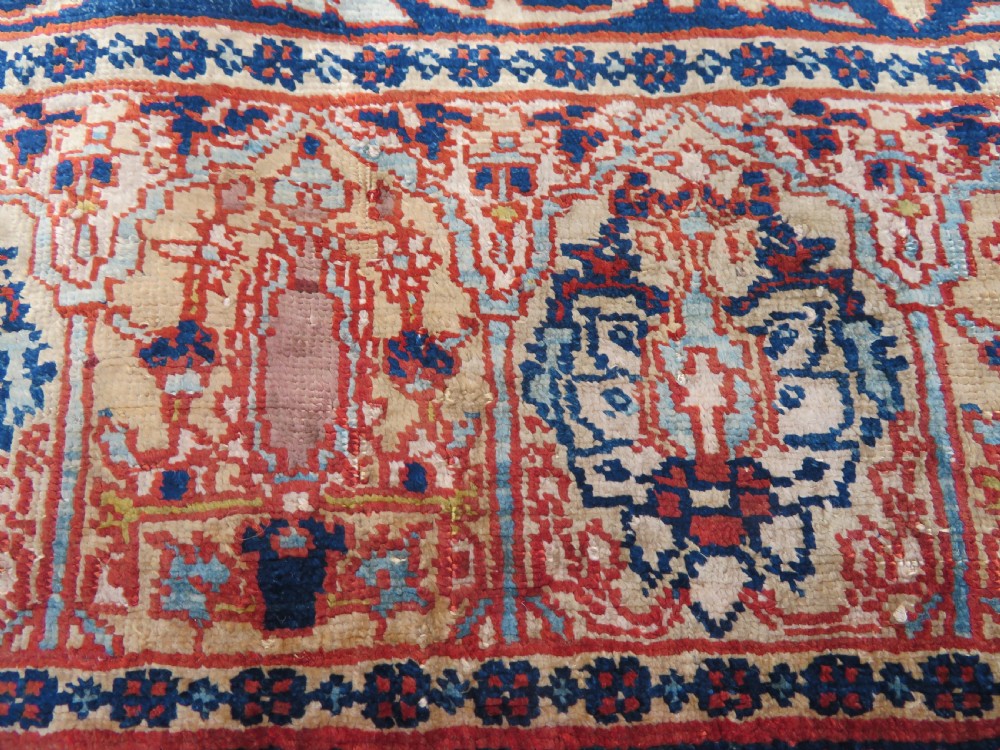 DISTRESSED ANTIQUE SILK TABRIZ PRAYER RUG. THIRD QUARTER 19TH CENTURY. View XX