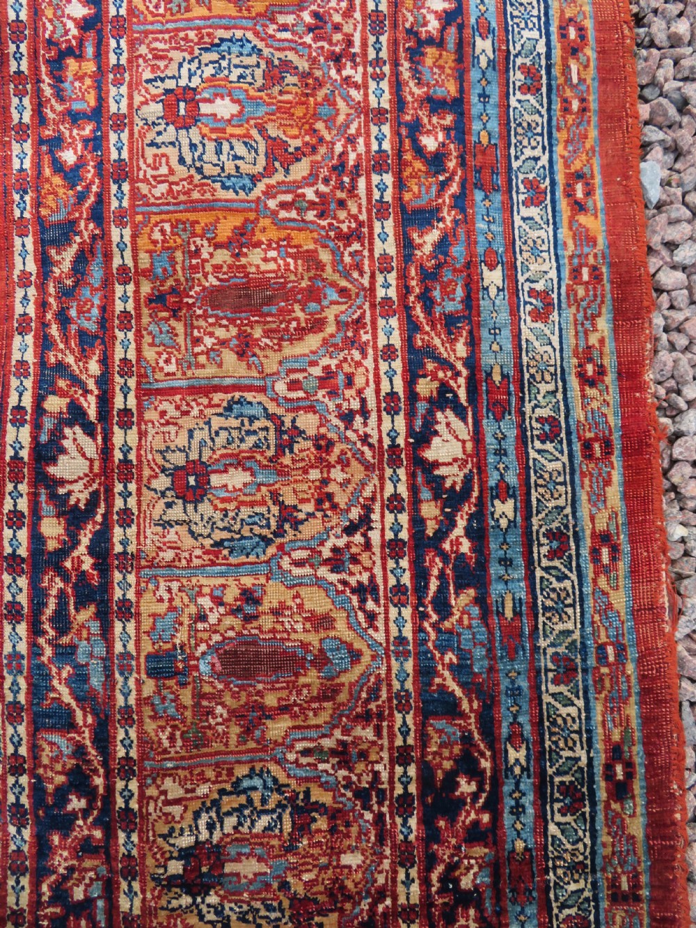 DISTRESSED ANTIQUE SILK TABRIZ PRAYER RUG. THIRD QUARTER 19TH CENTURY. View XXI