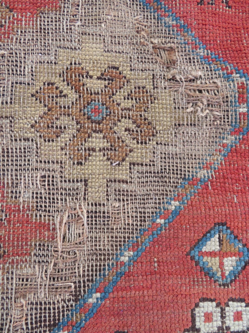 ANTIQUE SHABBY CHIC CAUCASIAN KAZAK LARGE RUG. ANIMALS & BIRDS. View XII
