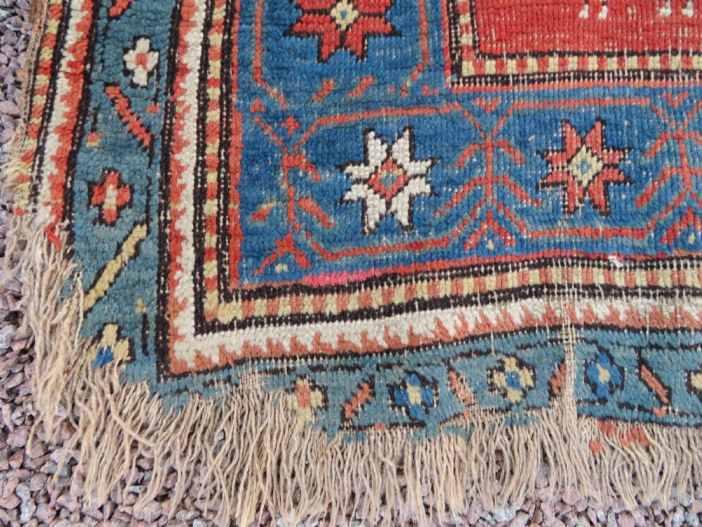 ANTIQUE SHABBY CHIC CAUCASIAN KAZAK LARGE RUG. ANIMALS & BIRDS. View XV
