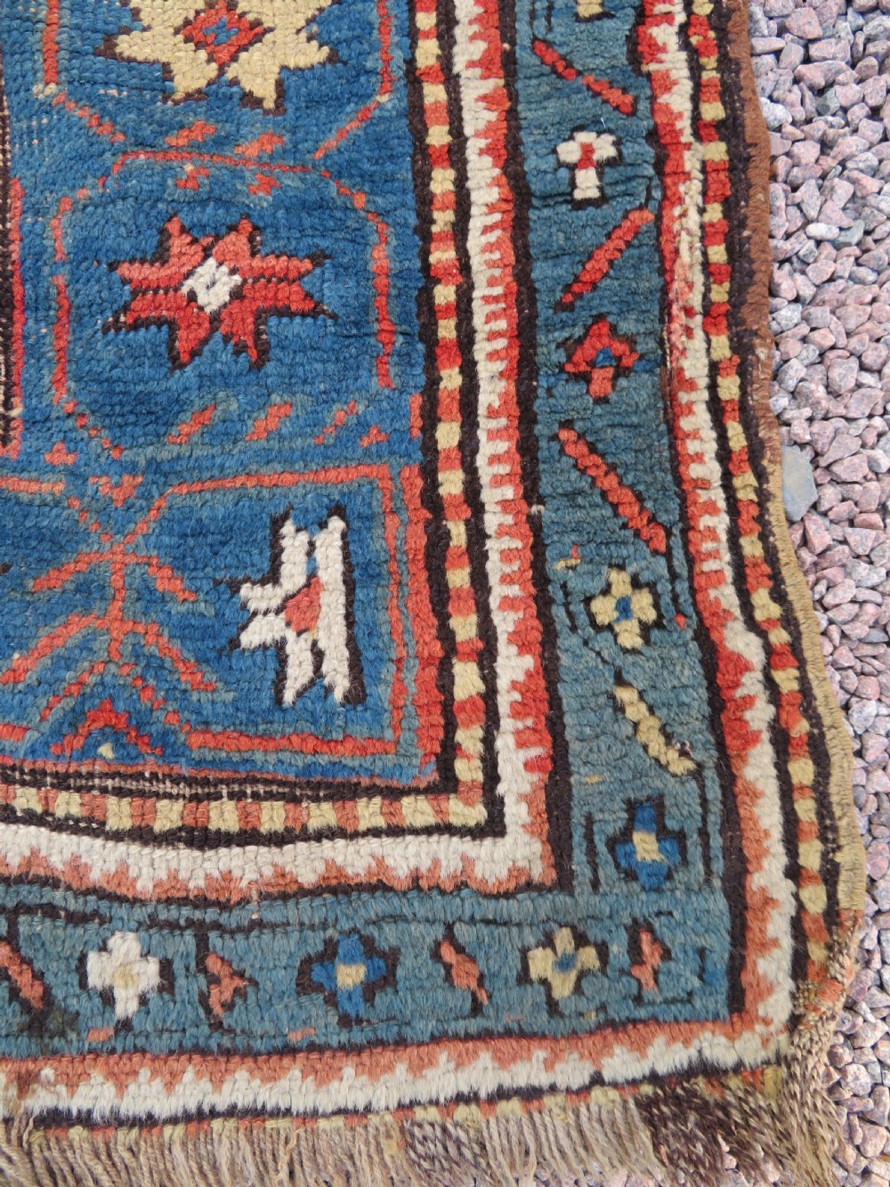 ANTIQUE SHABBY CHIC CAUCASIAN KAZAK LARGE RUG. ANIMALS & BIRDS. View XVII