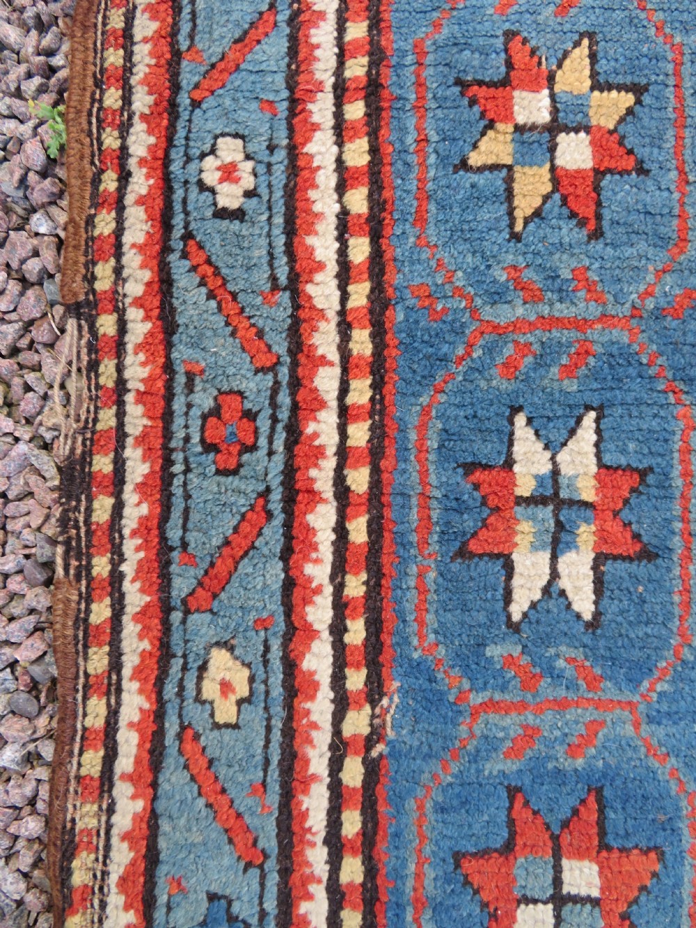 ANTIQUE SHABBY CHIC CAUCASIAN KAZAK LARGE RUG. ANIMALS & BIRDS. View XX