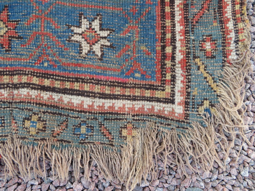 ANTIQUE SHABBY CHIC CAUCASIAN KAZAK LARGE RUG. ANIMALS & BIRDS. View XXII