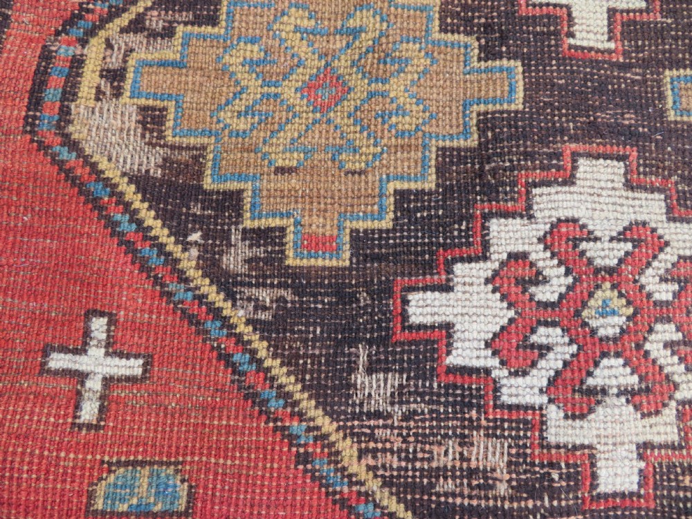ANTIQUE SHABBY CHIC CAUCASIAN KAZAK LARGE RUG. ANIMALS & BIRDS. View XXIV