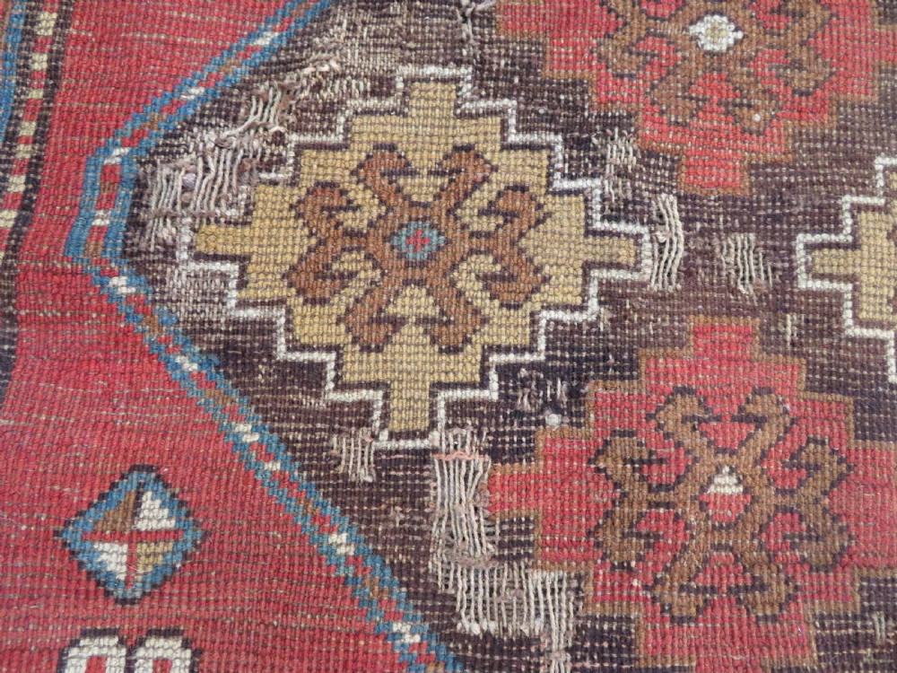 ANTIQUE SHABBY CHIC CAUCASIAN KAZAK LARGE RUG. ANIMALS & BIRDS. View XXV
