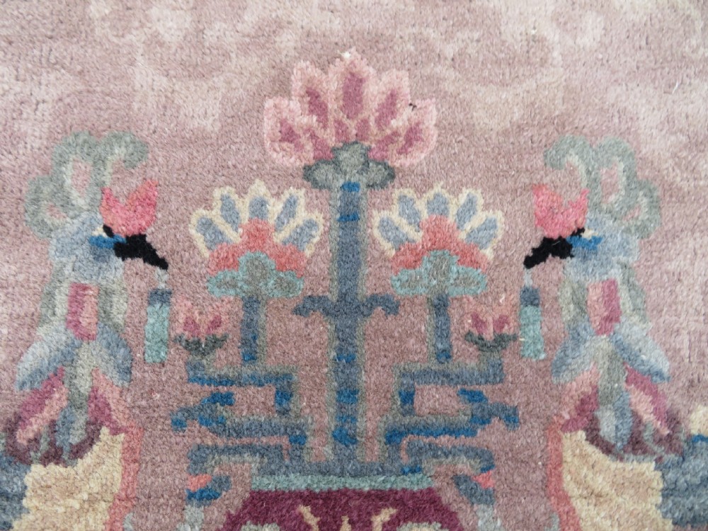 UNUSUAL ANTIQUE CHINESE ART DECO RUG. WITH PHOENIX & SHOU CHARACTER SYMBOLOGY. View XIV