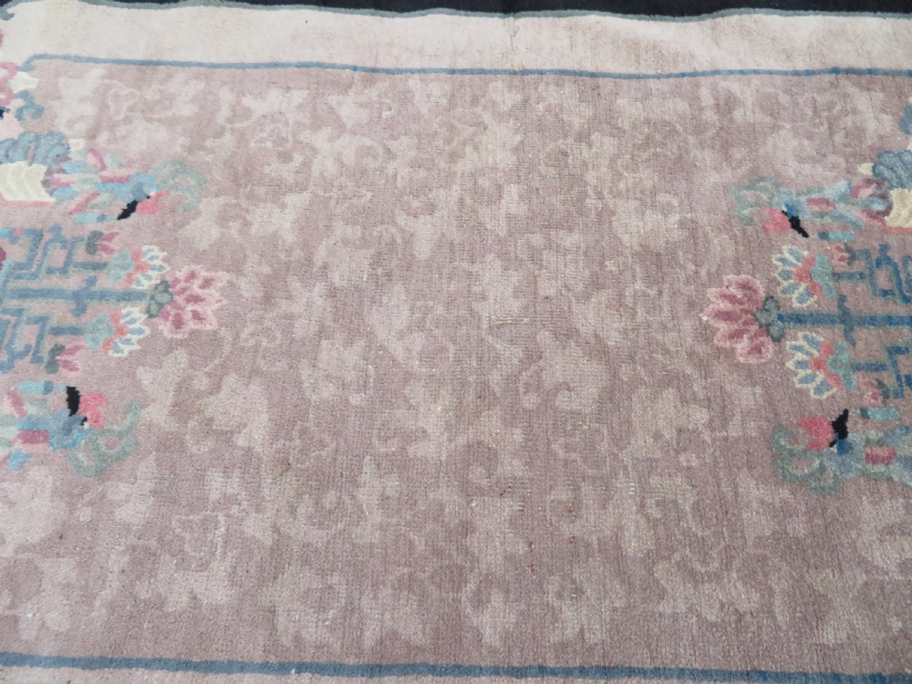 UNUSUAL ANTIQUE CHINESE ART DECO RUG. WITH PHOENIX & SHOU CHARACTER SYMBOLOGY. View XVI