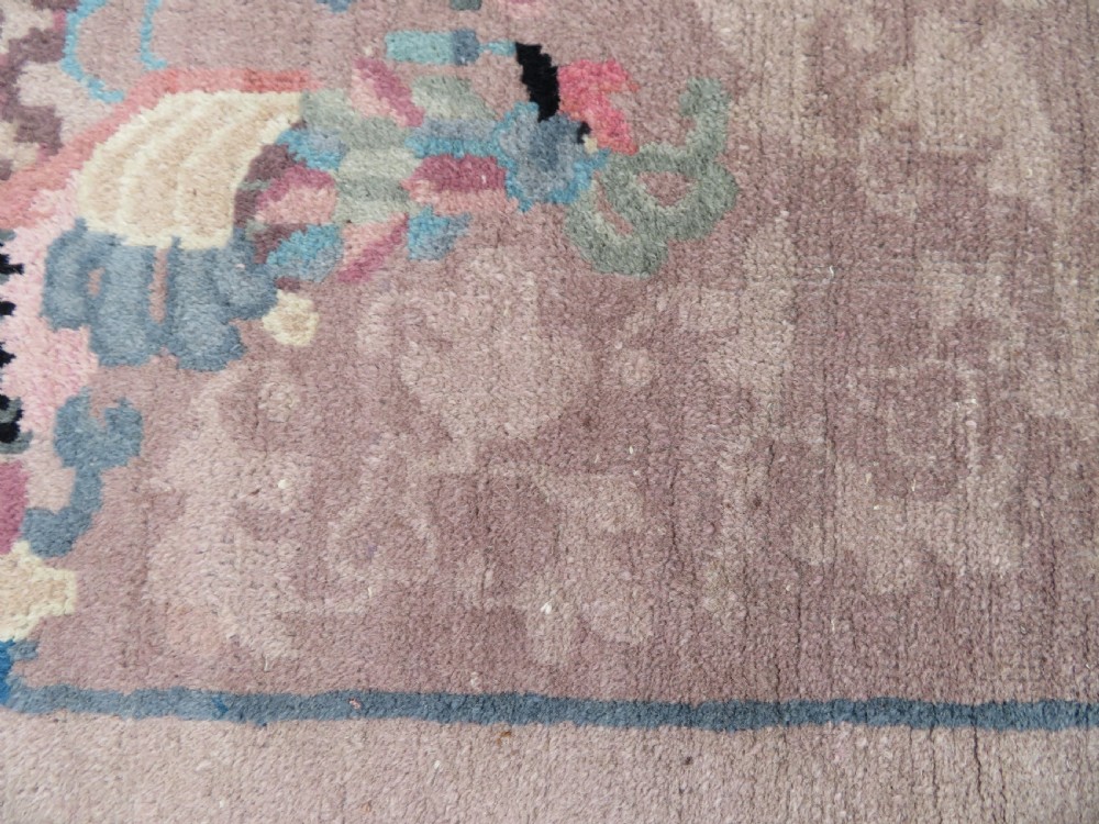 UNUSUAL ANTIQUE CHINESE ART DECO RUG. WITH PHOENIX & SHOU CHARACTER SYMBOLOGY. View XVII