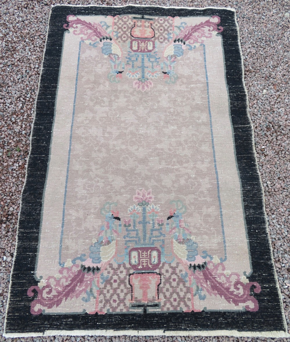 UNUSUAL ANTIQUE CHINESE ART DECO RUG. WITH PHOENIX & SHOU CHARACTER SYMBOLOGY. View XXIII