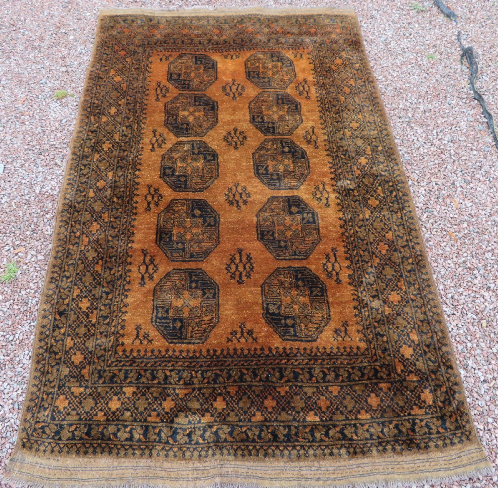 OLD GOLD AFGHAN ERSARI VILLAGE RUG. GOLDEN AFGHAN RUG.