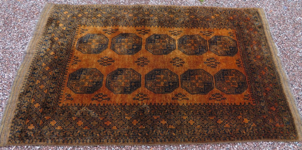 OLD GOLD AFGHAN ERSARI VILLAGE RUG. GOLDEN AFGHAN RUG. View IV