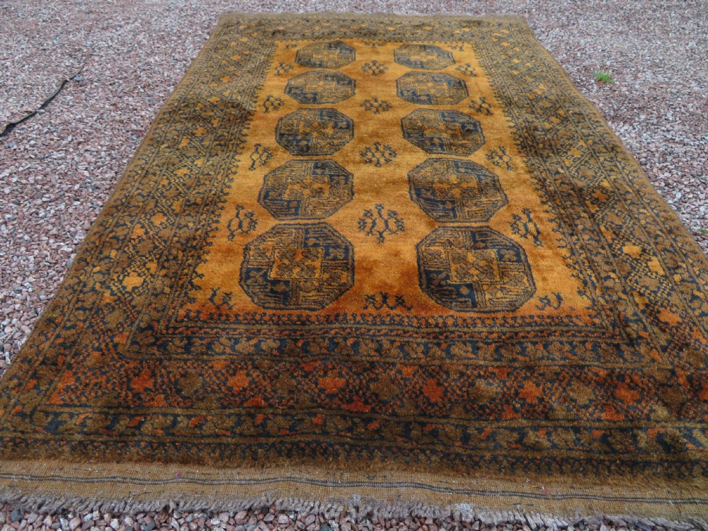 OLD GOLD AFGHAN ERSARI VILLAGE RUG. GOLDEN AFGHAN RUG. View VII
