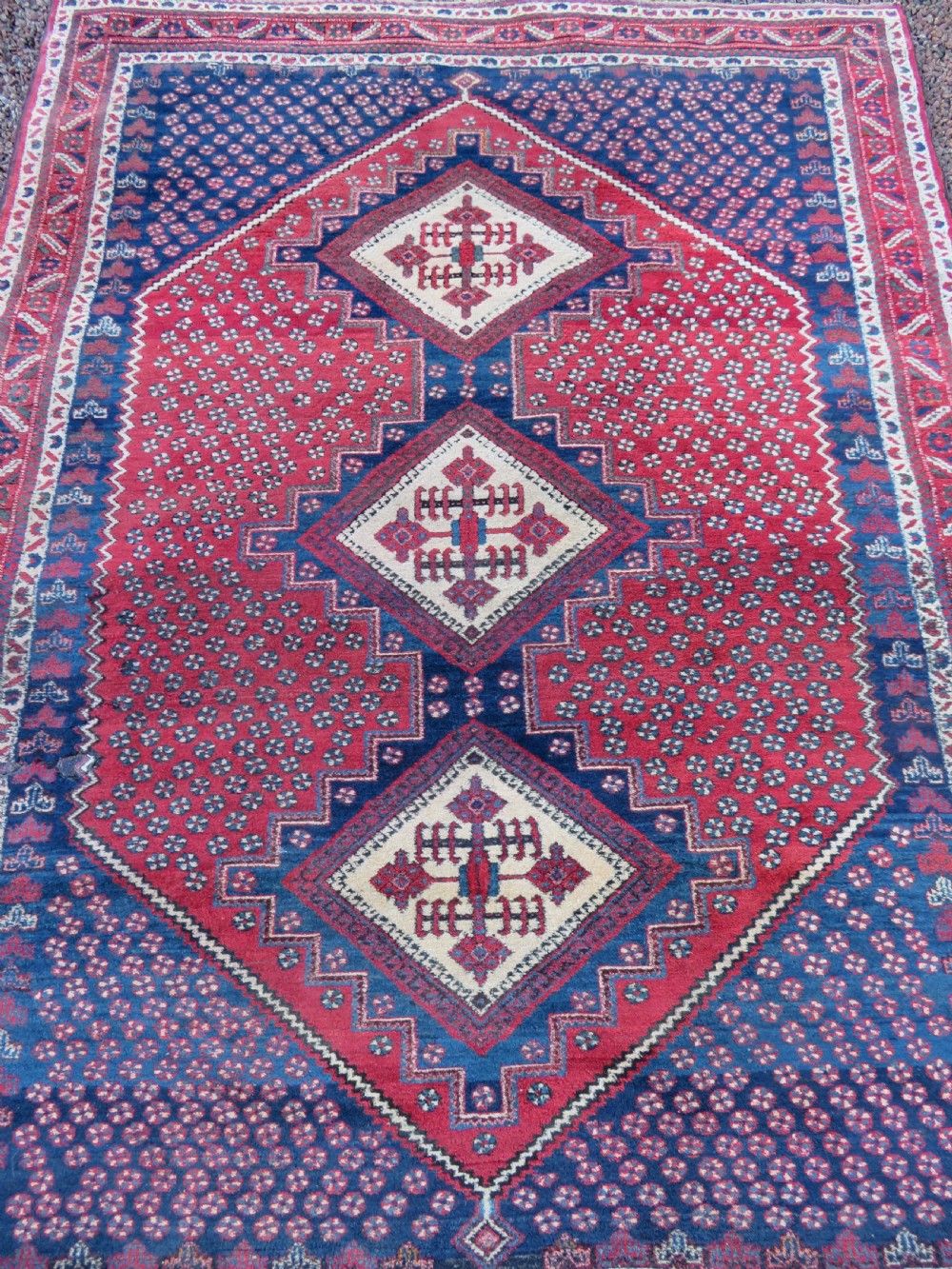 PRETTY SHABBY CHIC LARGE ANTIQUE AFSHAR RUG. View IV