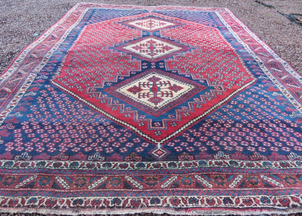 PRETTY SHABBY CHIC LARGE ANTIQUE AFSHAR RUG. View V