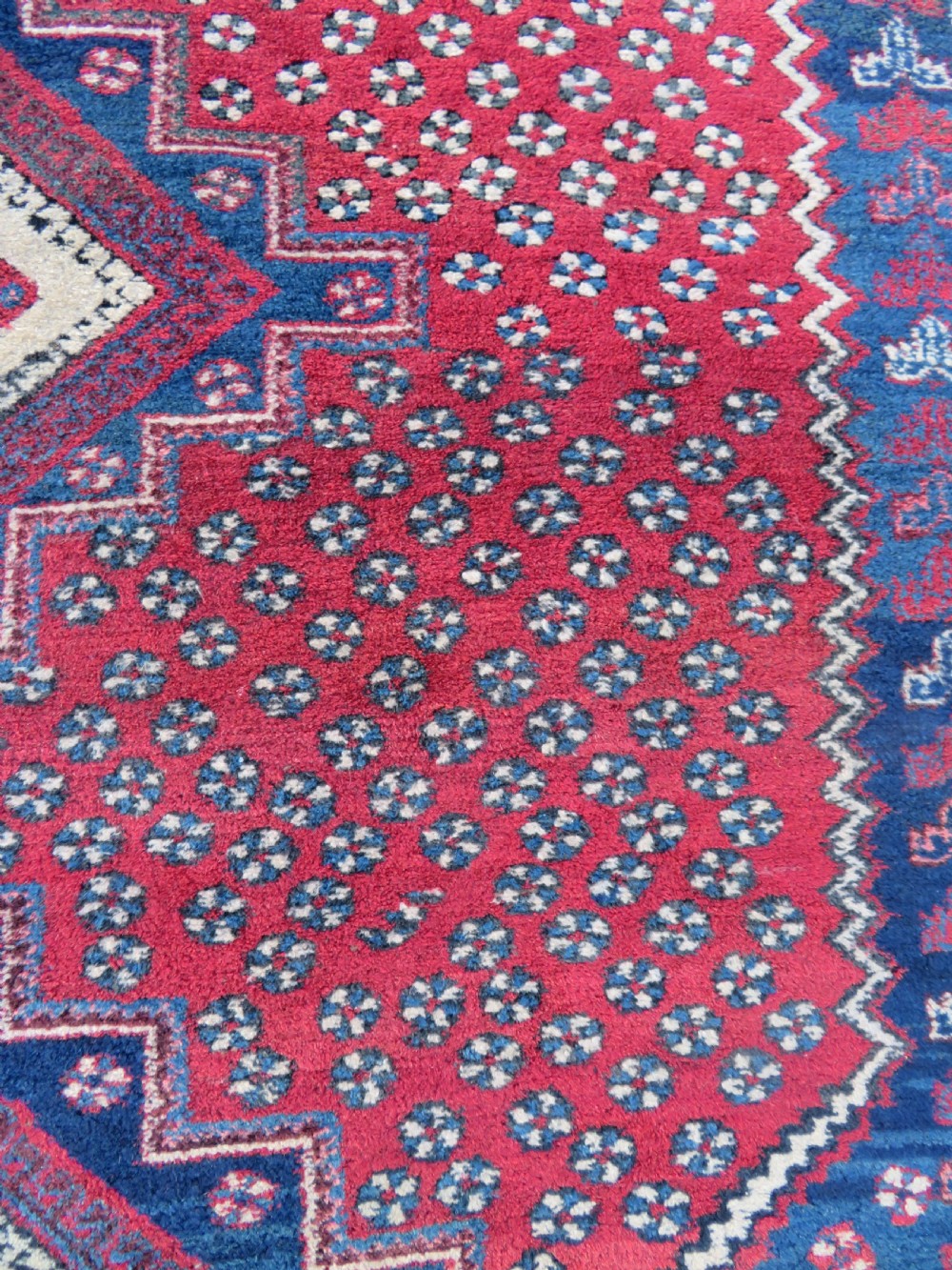 PRETTY SHABBY CHIC LARGE ANTIQUE AFSHAR RUG. View IX