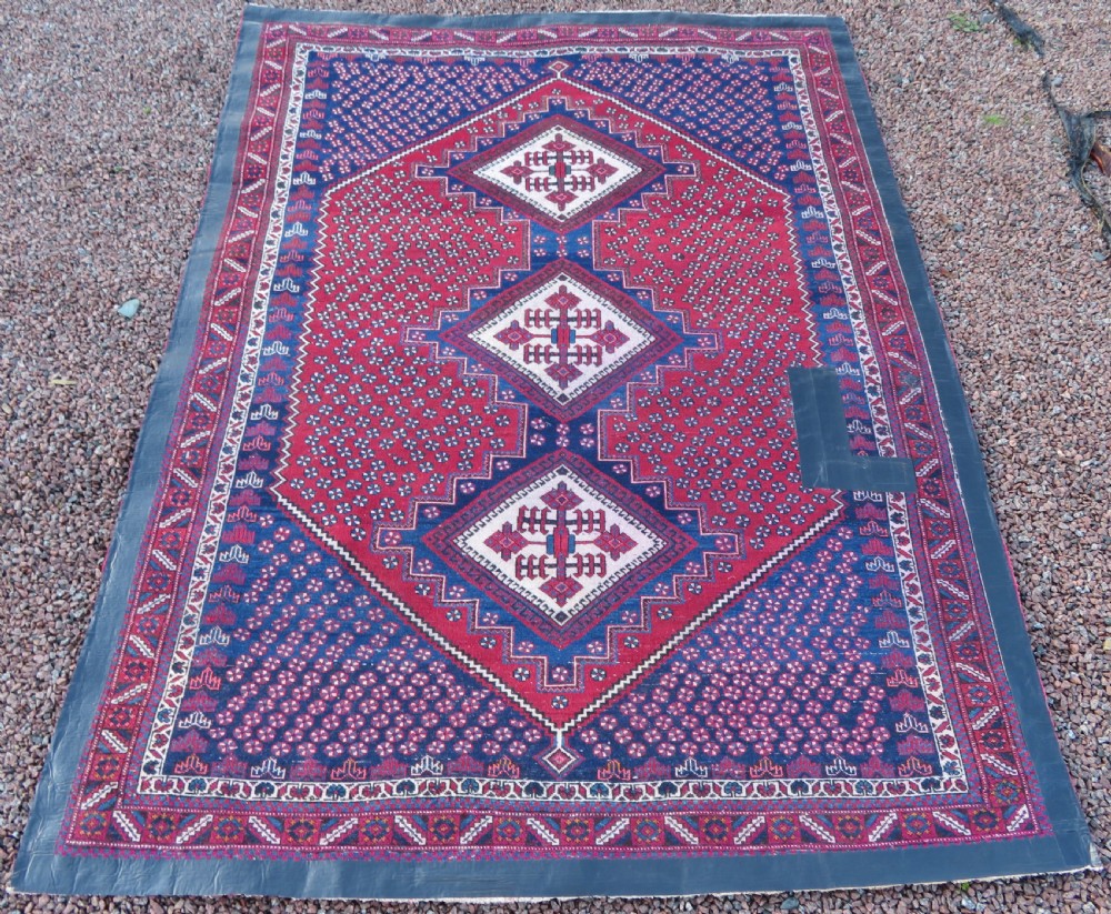 PRETTY SHABBY CHIC LARGE ANTIQUE AFSHAR RUG. View XVII