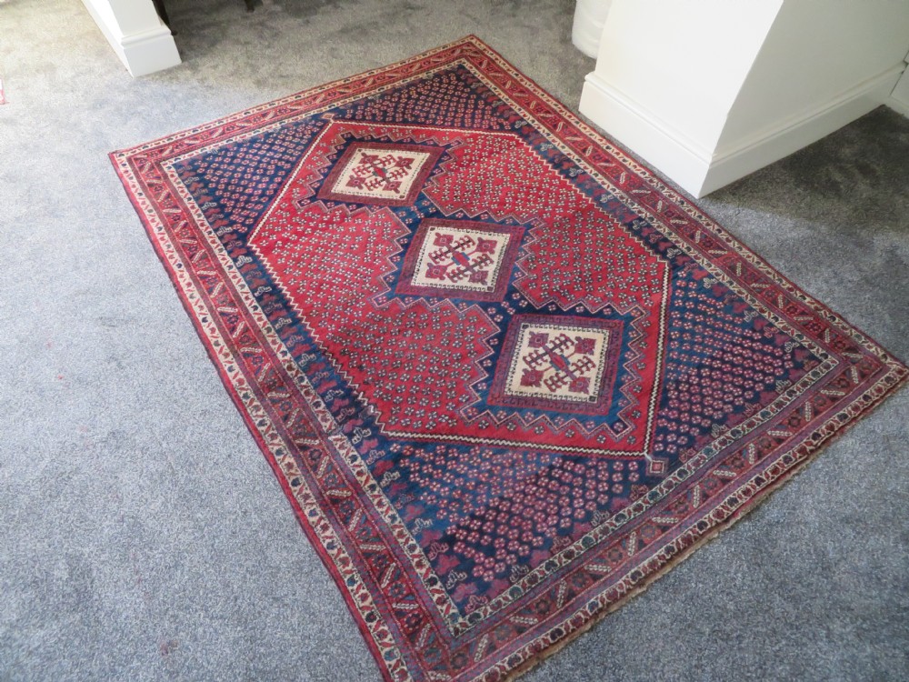 PRETTY SHABBY CHIC LARGE ANTIQUE AFSHAR RUG. View XXII