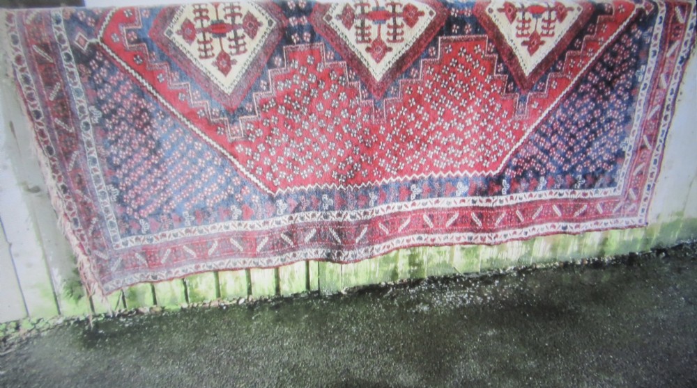 PRETTY SHABBY CHIC LARGE ANTIQUE AFSHAR RUG. View XXIV