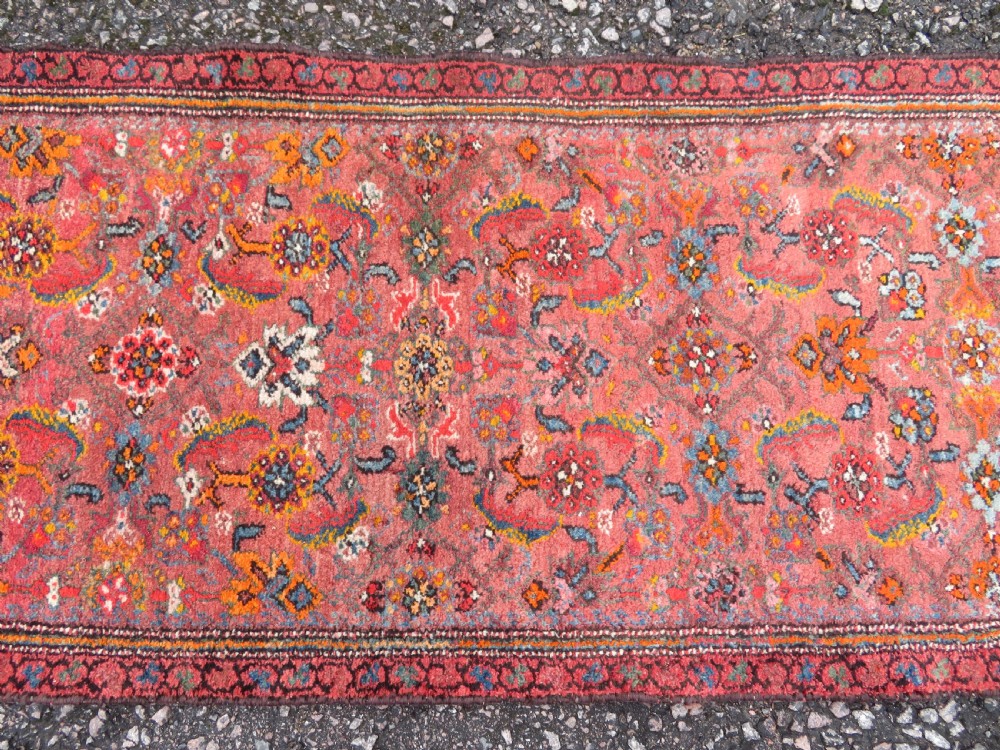 HANDSOME ANTIQUE NARROW KURDISH RUNNER. 393CM X 72CM. View IV