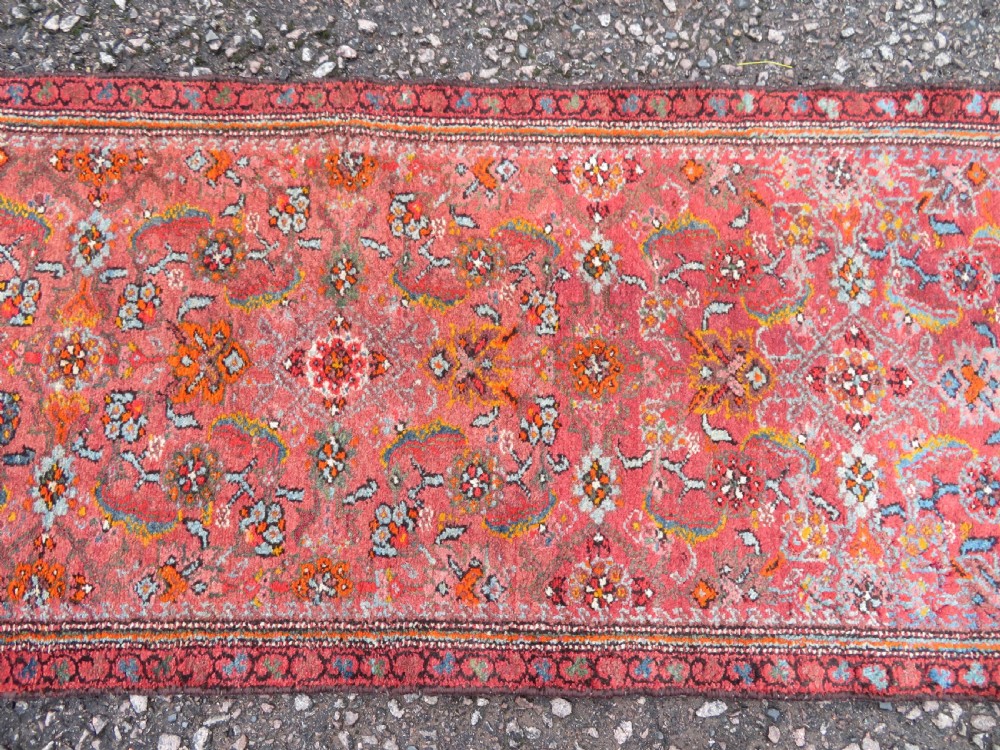 HANDSOME ANTIQUE NARROW KURDISH RUNNER. 393CM X 72CM. View V