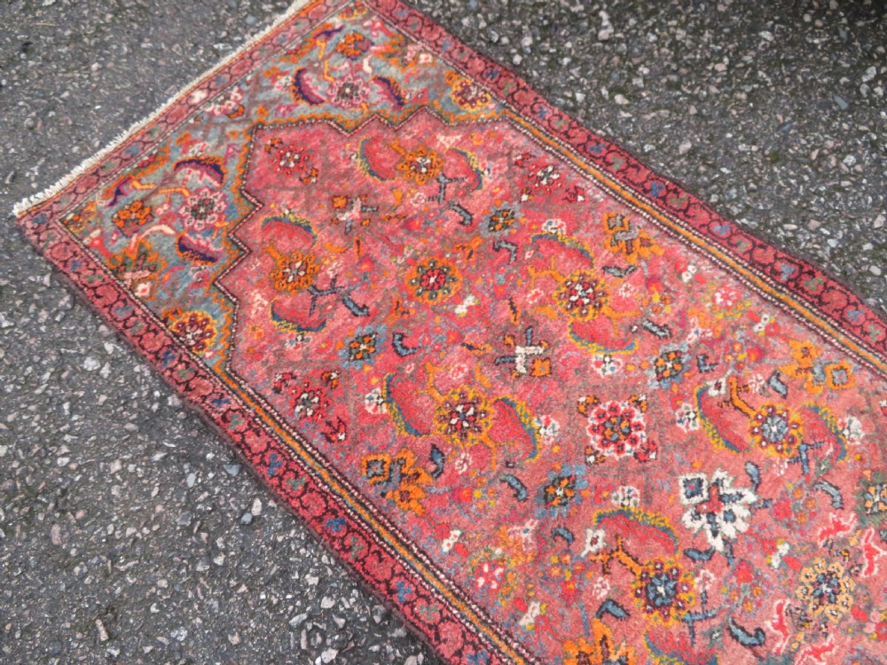 HANDSOME ANTIQUE NARROW KURDISH RUNNER. 393CM X 72CM. View XX