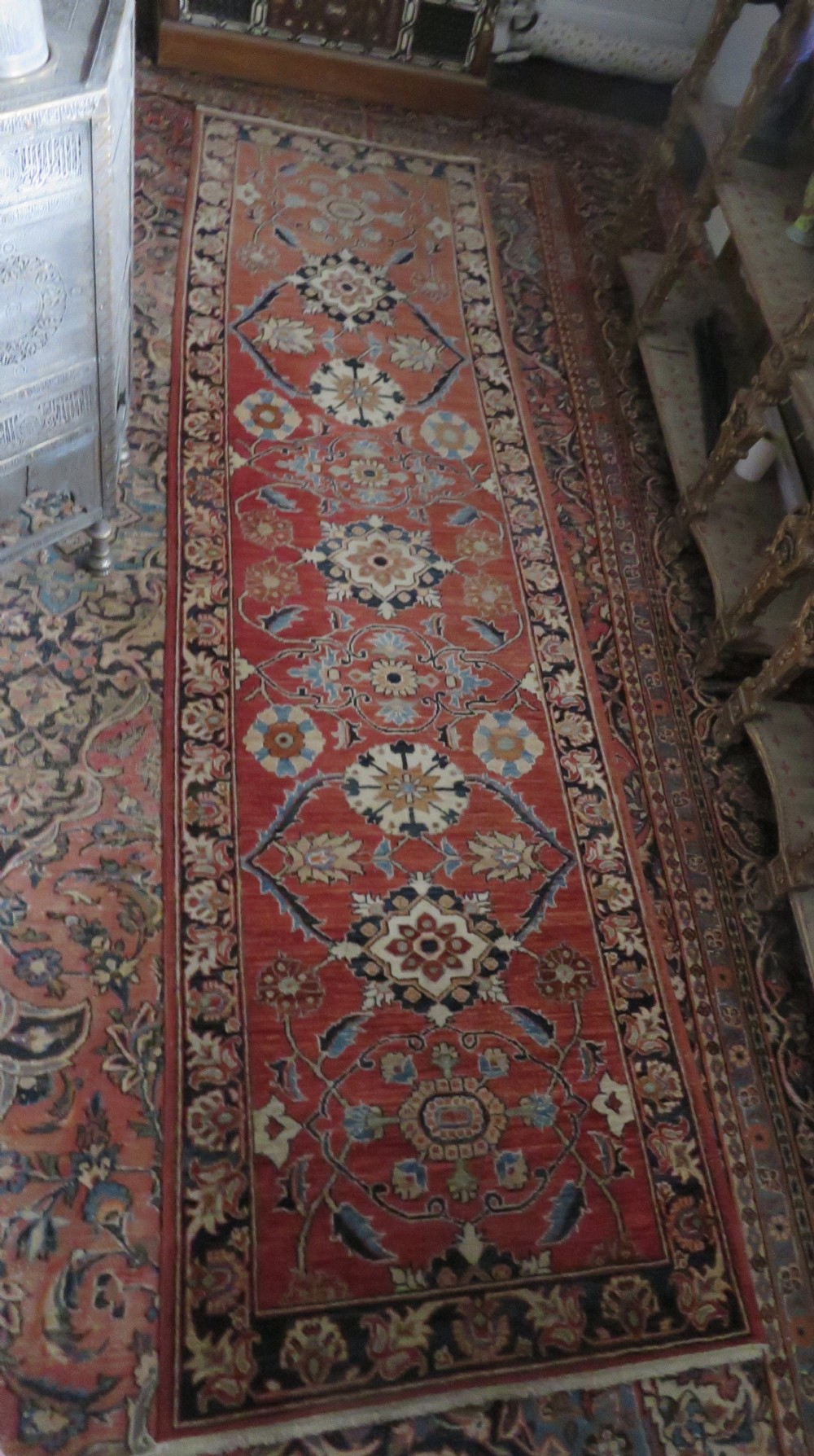 ATTRACTIVE OLD ZIEGLER RUNNER LONG RUG. HALLWAY CORRIDOR RUNNER .ONLY 82CM WIDE. View XXIX
