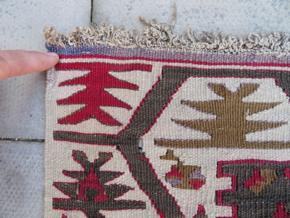 ANTIQUE TURKISH KONYA KILIM. LARGE CARPET SIZE KILIM WITH SOFT COLOURS. 323CM X 150CM. View XXVI