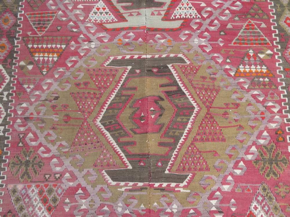 ANTIQUE TURKISH KONYA KILIM. LARGE CARPET SIZE KILIM WITH SOFT COLOURS. 323CM X 150CM. View VIII