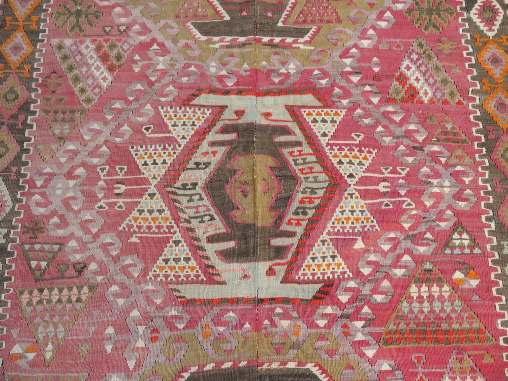 ANTIQUE TURKISH KONYA KILIM. LARGE CARPET SIZE KILIM WITH SOFT COLOURS. 323CM X 150CM. View IX