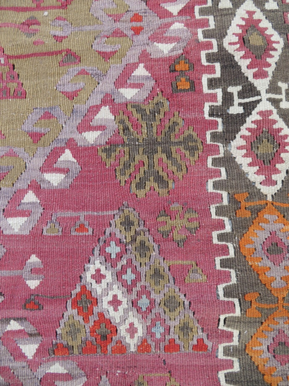 ANTIQUE TURKISH KONYA KILIM. LARGE CARPET SIZE KILIM WITH SOFT COLOURS. 323CM X 150CM. View XII