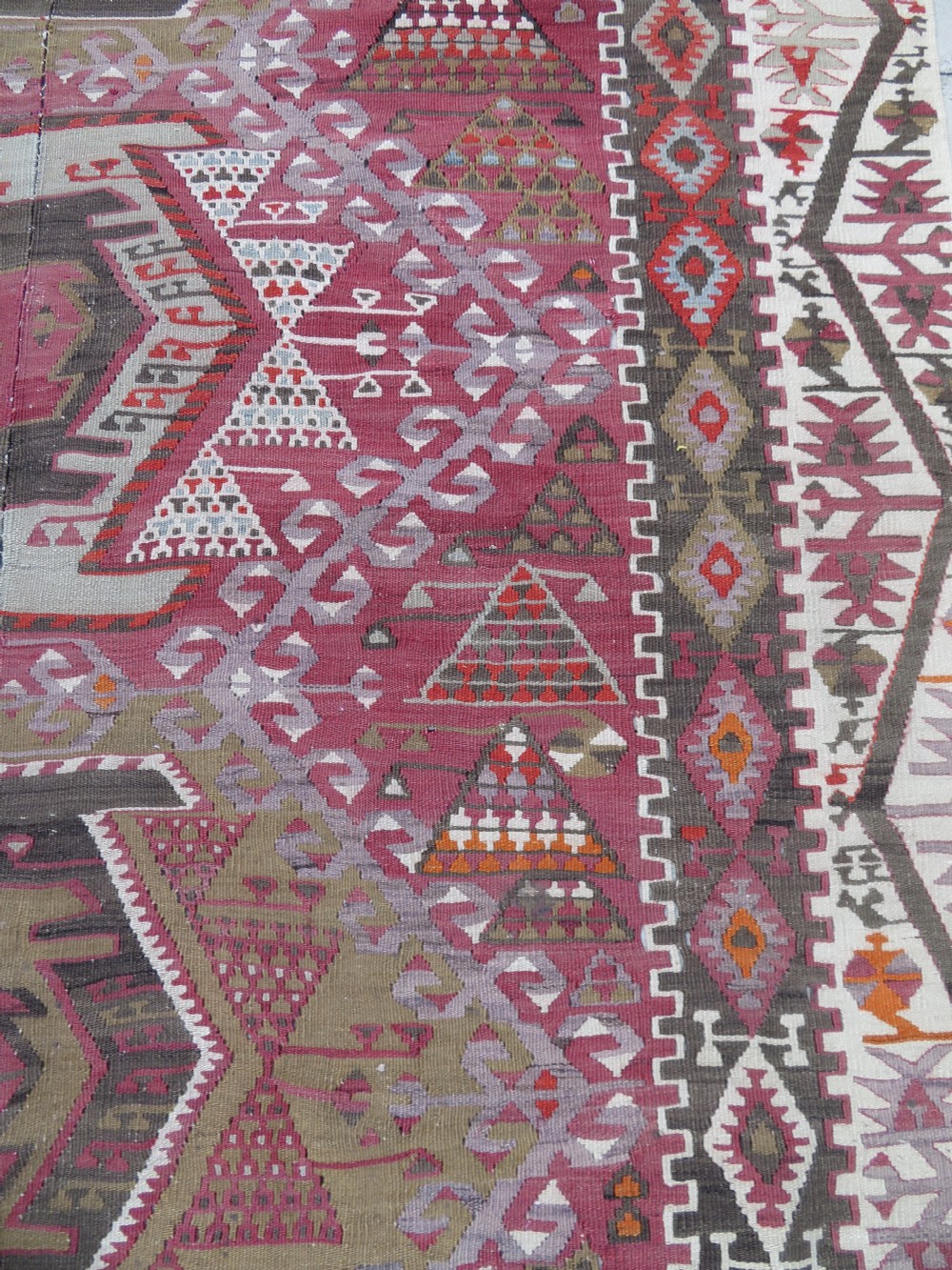 ANTIQUE TURKISH KONYA KILIM. LARGE CARPET SIZE KILIM WITH SOFT COLOURS. 323CM X 150CM. View XIV