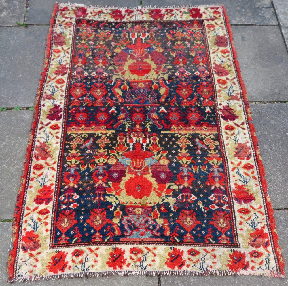 HIGHLY UNUSUAL & ABSTRACT ANTIQUE COUNTRY HOUSE SHABBY CHIC KURDISH (KURDISTAN) RUG.