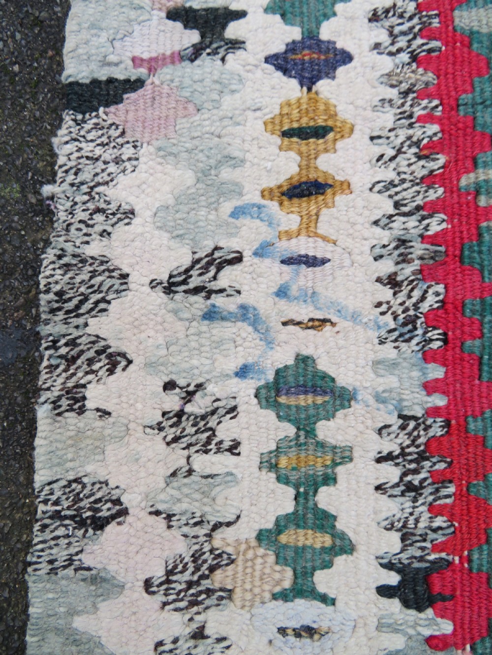 IDIOSYNCRATIC DESIGN ANTIQUE Kurdish Senneh Bijar Kilim Kelim Flat Weave Runner Long Rug.244cm X 102cm. View VI