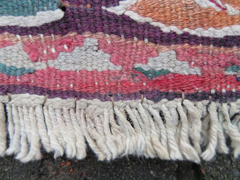 IDIOSYNCRATIC DESIGN ANTIQUE Kurdish Senneh Bijar Kilim Kelim Flat Weave Runner Long Rug.244cm X 102cm. View XII