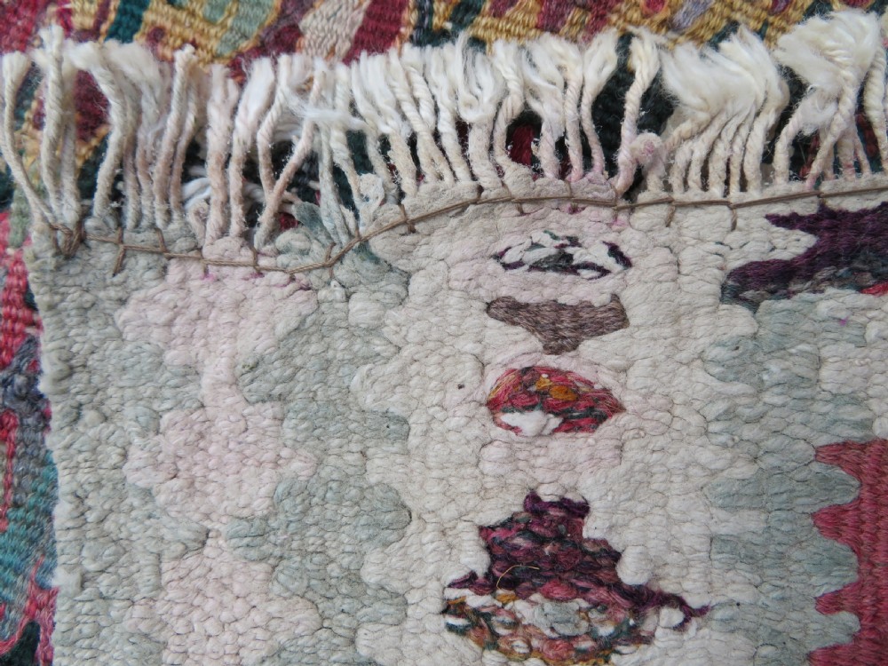 IDIOSYNCRATIC DESIGN ANTIQUE Kurdish Senneh Bijar Kilim Kelim Flat Weave Runner Long Rug.244cm X 102cm. View XIII