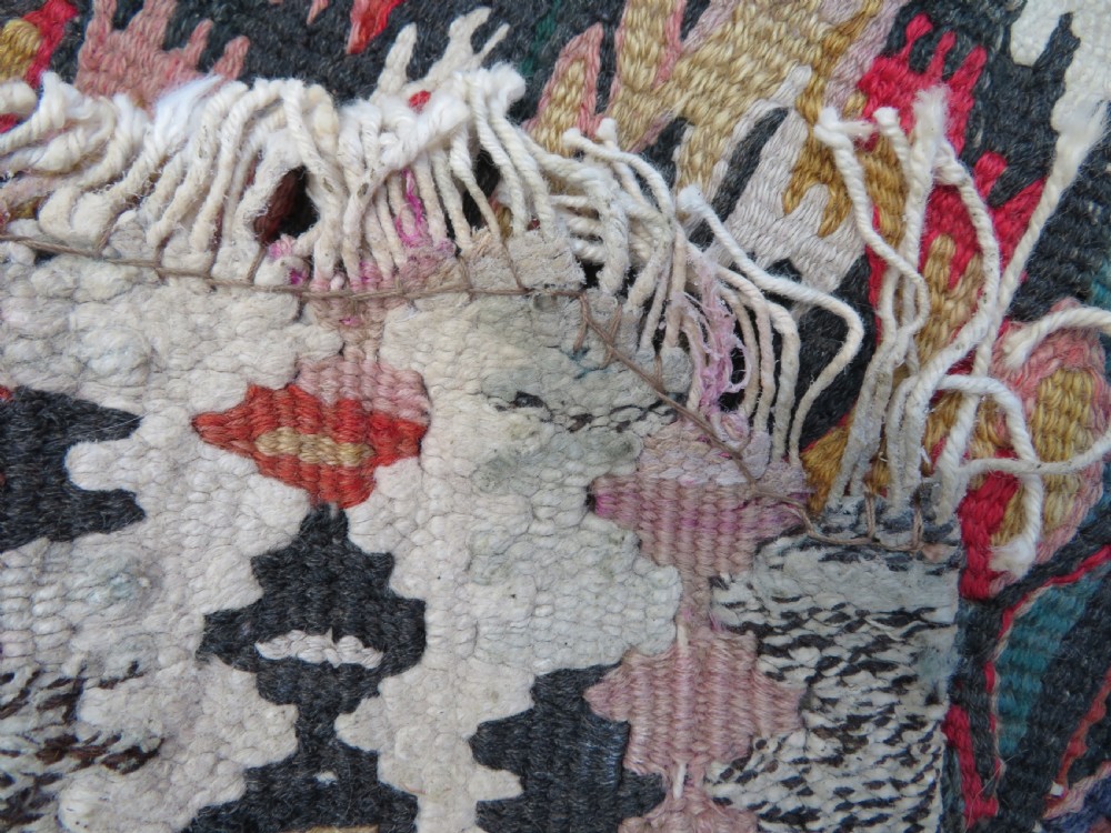 IDIOSYNCRATIC DESIGN ANTIQUE Kurdish Senneh Bijar Kilim Kelim Flat Weave Runner Long Rug.244cm X 102cm. View XVI