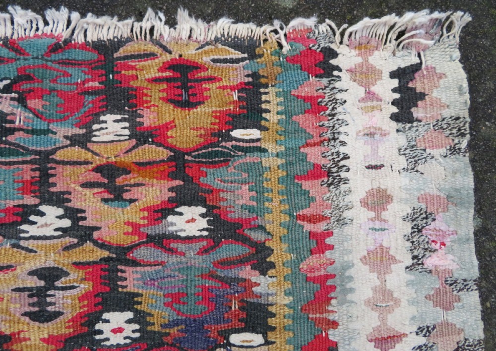 IDIOSYNCRATIC DESIGN ANTIQUE Kurdish Senneh Bijar Kilim Kelim Flat Weave Runner Long Rug.244cm X 102cm. View XVII