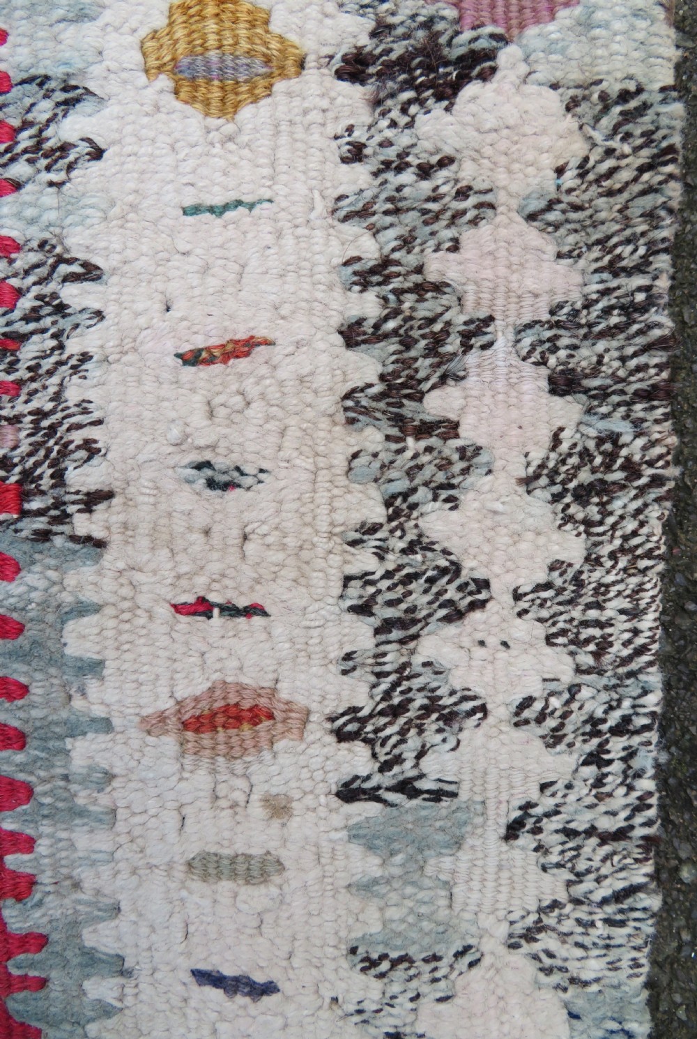 IDIOSYNCRATIC DESIGN ANTIQUE Kurdish Senneh Bijar Kilim Kelim Flat Weave Runner Long Rug.244cm X 102cm. View XVIII