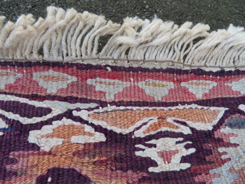 IDIOSYNCRATIC DESIGN ANTIQUE Kurdish Senneh Bijar Kilim Kelim Flat Weave Runner Long Rug.244cm X 102cm. View XXVI