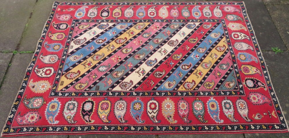 UNUSUAL OLD QUCHAN KURD KURDISH RUG. STUNNING BOTEH DESIGN. 198CM X 138CM. View III
