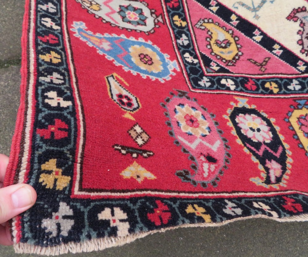 UNUSUAL OLD QUCHAN KURD KURDISH RUG. STUNNING BOTEH DESIGN. 198CM X 138CM. View XII