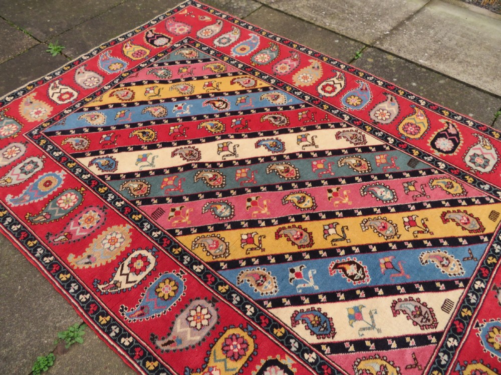 UNUSUAL OLD QUCHAN KURD KURDISH RUG. STUNNING BOTEH DESIGN. 198CM X 138CM. View XVII