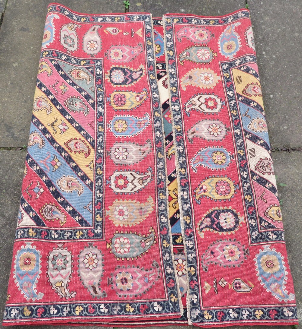 UNUSUAL OLD QUCHAN KURD KURDISH RUG. STUNNING BOTEH DESIGN. 198CM X 138CM. View XX