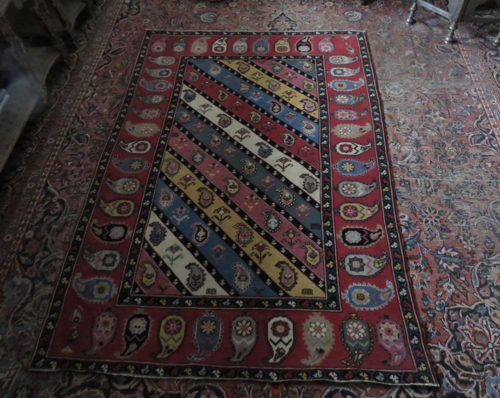 UNUSUAL OLD QUCHAN KURD KURDISH RUG. STUNNING BOTEH DESIGN. 198CM X 138CM. View XXIV