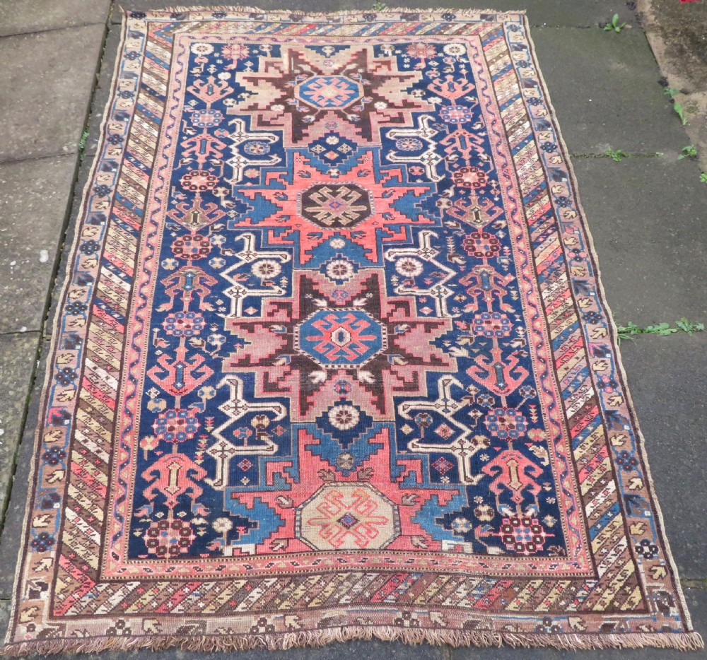 ANTIQUE CAUCASIAN DAGHESTAN LESGHISTAN RUG.UNUSUAL FILLER ORNAMENTS.193CM X 140CM. View II