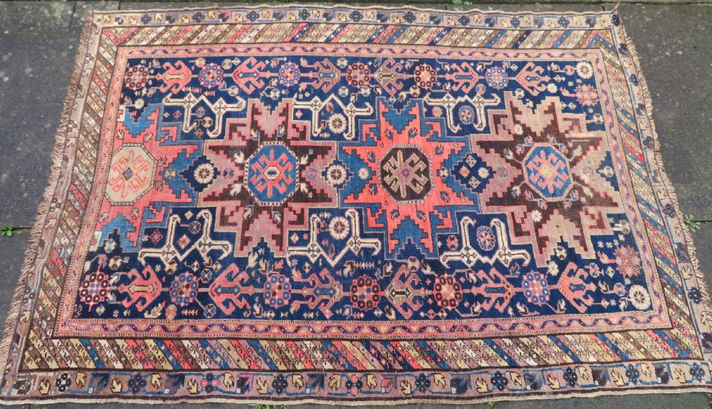ANTIQUE CAUCASIAN DAGHESTAN LESGHISTAN RUG.UNUSUAL FILLER ORNAMENTS.193CM X 140CM. View III