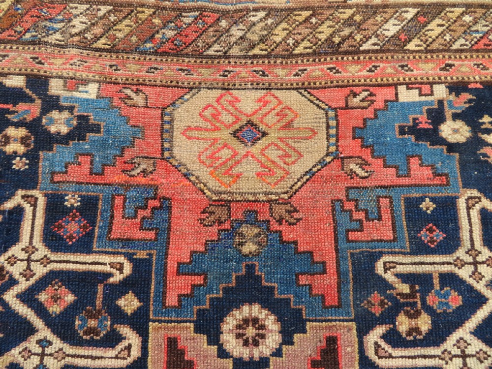 ANTIQUE CAUCASIAN DAGHESTAN LESGHISTAN RUG.UNUSUAL FILLER ORNAMENTS.193CM X 140CM. View VI