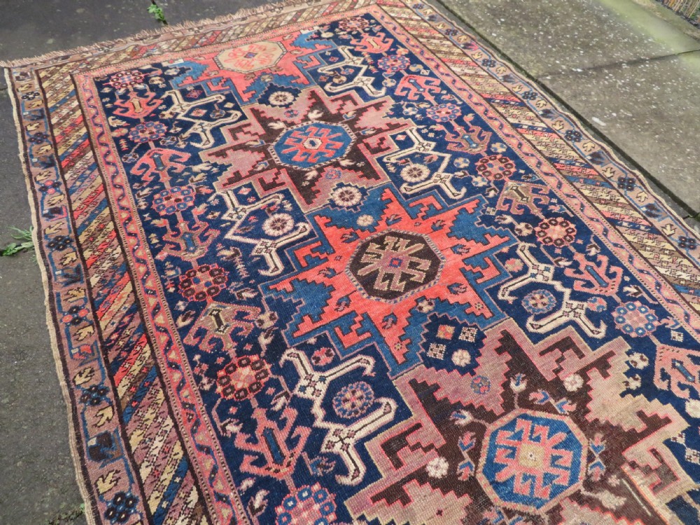 ANTIQUE CAUCASIAN DAGHESTAN LESGHISTAN RUG.UNUSUAL FILLER ORNAMENTS.193CM X 140CM. View XXIII