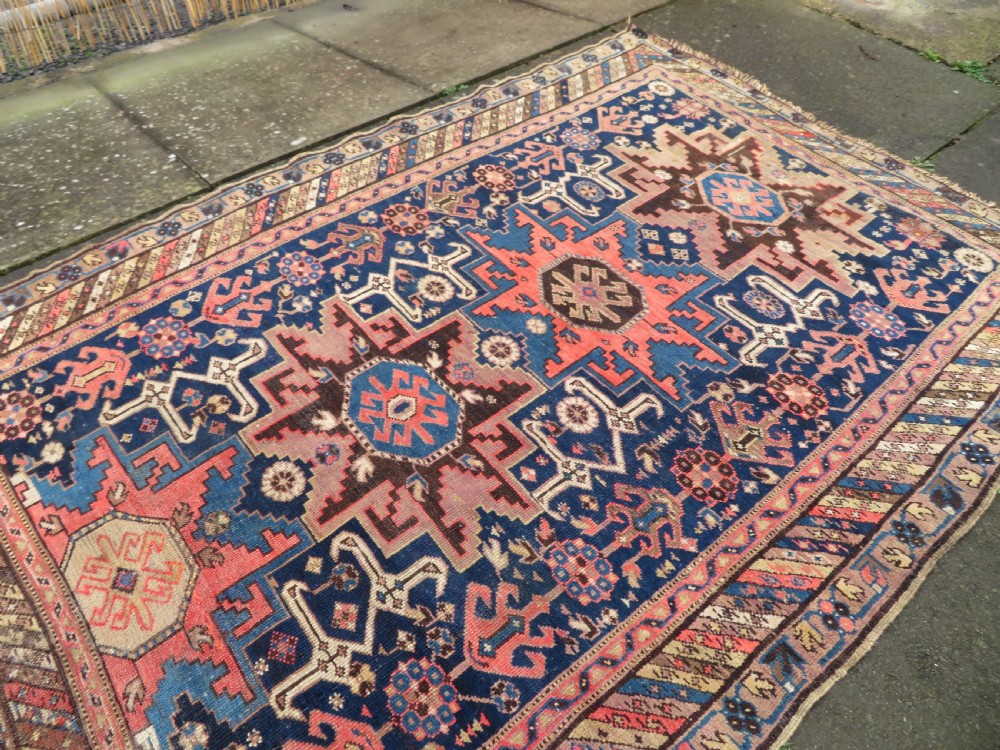 ANTIQUE CAUCASIAN DAGHESTAN LESGHISTAN RUG.UNUSUAL FILLER ORNAMENTS.193CM X 140CM. View XXIV